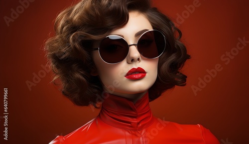 Portrait of a young woman wearing sunglasses, generative AI