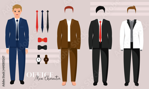 Cute young businessman character asset Vector