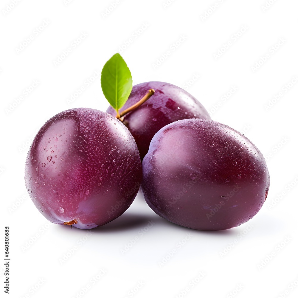 plums isolated on white