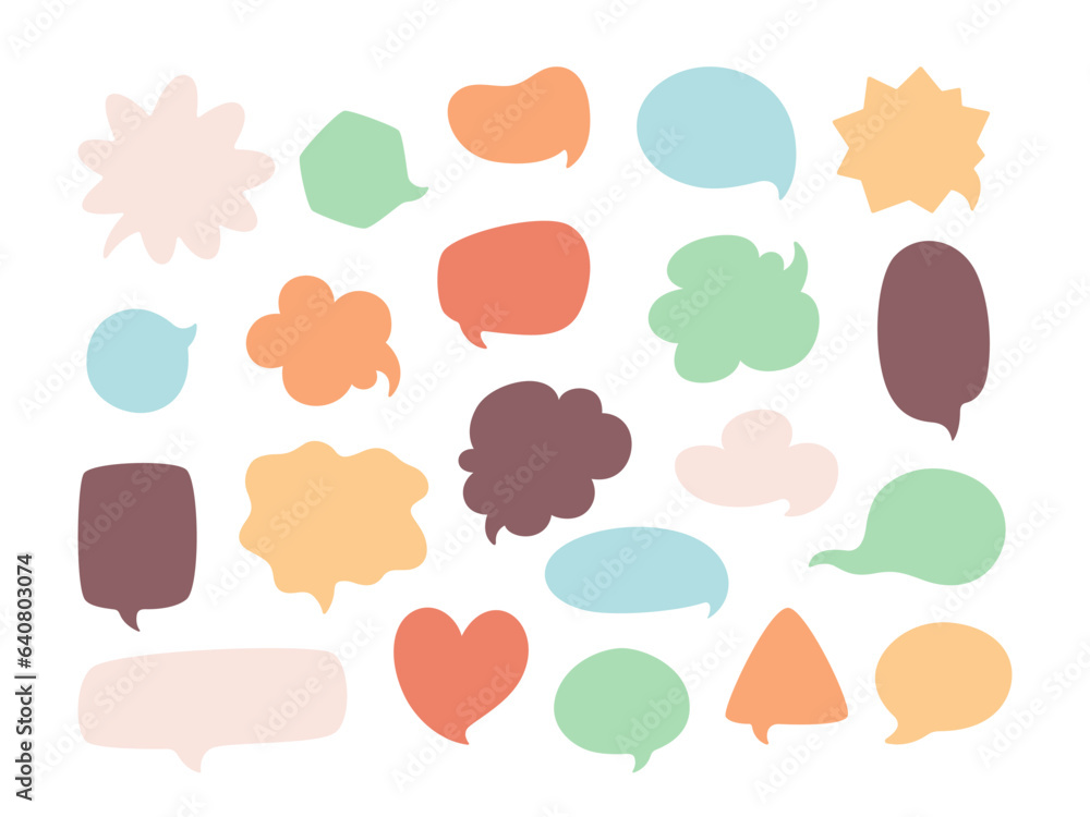 Speech bubbles set. Colorful text bubbles, comic speech bubble in different styles with copy spaces. Vector illustration in flat style Speech bubbles set. Colorful text bubbles, comic speech bubble in different styles with copy spaces. Vector illustration in flat style