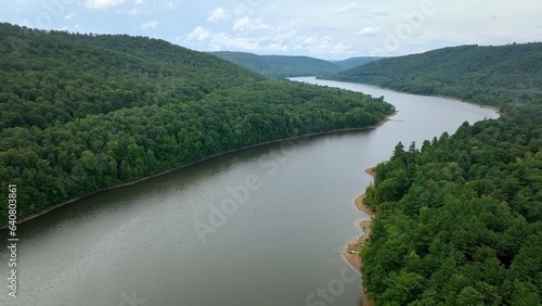 Photos Allegheny river flows through green mountains in landscape nature area in Nation