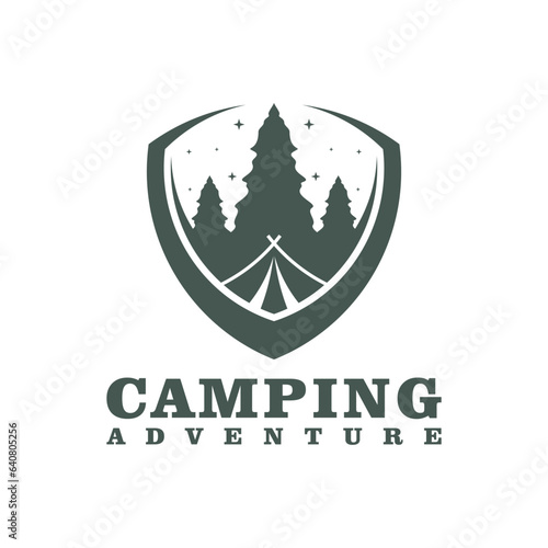 Camping logo design Template. Camping Adventure logo vector illustration.