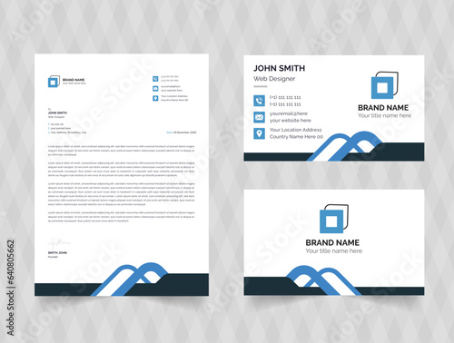 corporate modern letterhead and business card design template