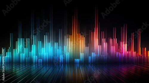 The image of the musical spectrum in the form of multi-colored wavy lines of different frequencies.