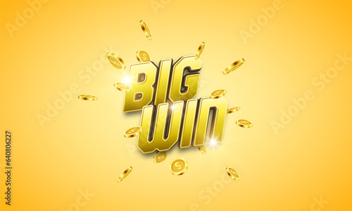 Shining sign Big Win with golden coins. Vector illustration.