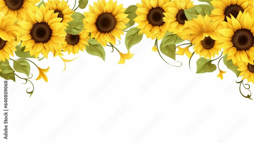 Naklejka premium Sunflower border