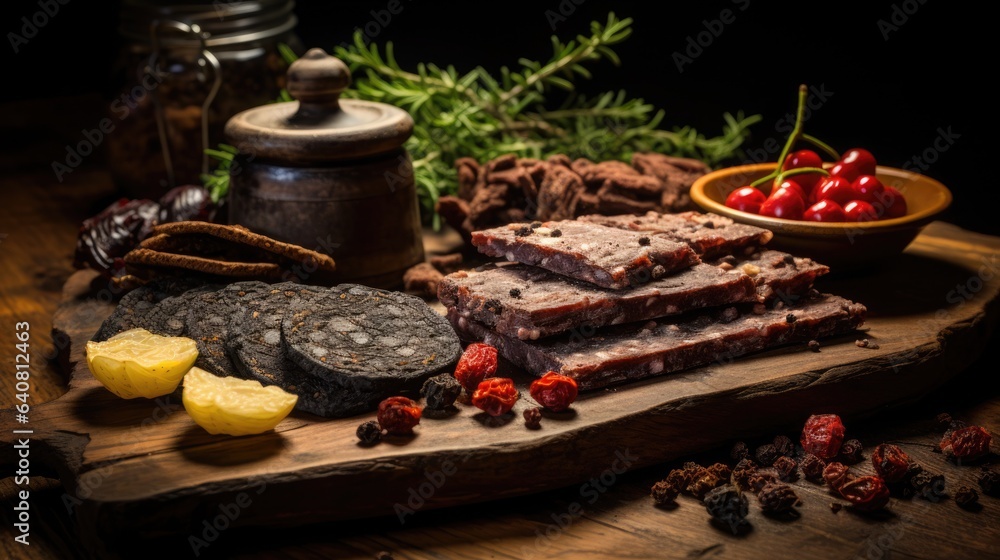 Pemmican is a mixture of tallow, dried meat, and sometimes dried berries. American indigenous cuisine. Pemmican is a mixture of tallow, dried meat, and sometimes dried berries. American indigenous cuisine.