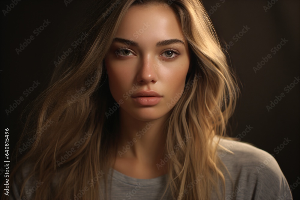 Portrait of a beautiful and pretty girl with sad and intense expressions Portrait of a beautiful and pretty girl with sad and intense expressions