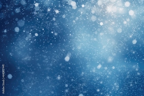 Abstract snow bokeh texture on blue background