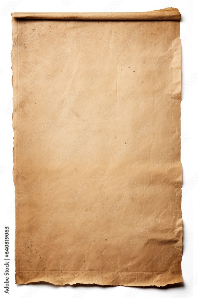 An aged piece of paper with a torn edge, showcasing the passage of time and wear created with Generative AI technology