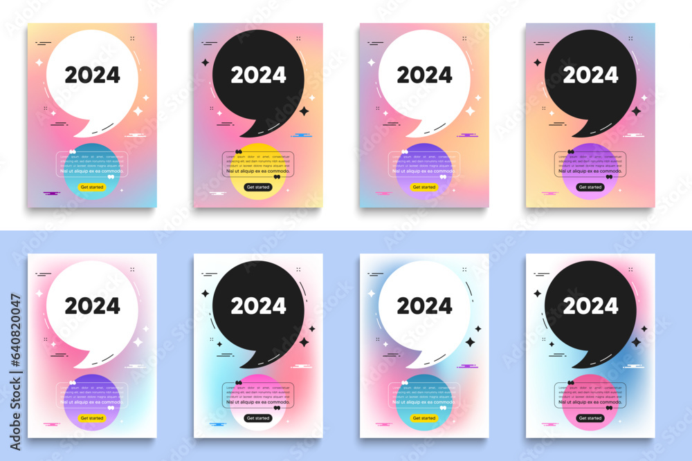 2024 year icon. Poster frame with quote. Event schedule annual date. 2024 annum planner. 2024 flyer message with comma. Gradient blur background posters. Vector 2024 year icon. Poster frame with quote. Event schedule annual date. 2024 annum planner. 2024 flyer message with comma. Gradient blur background posters. Vector