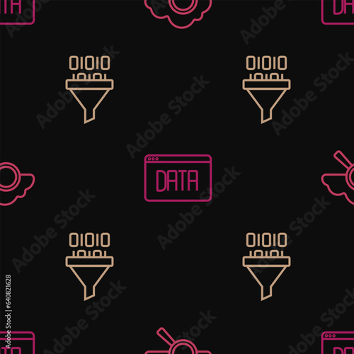 Set line Search cloud computing, Binary code and Data analysis on seamless pattern. Vector