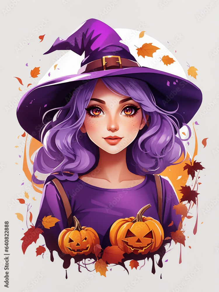 Halloween Witch Costume illustration with pumpkins Halloween Witch Costume illustration with pumpkins