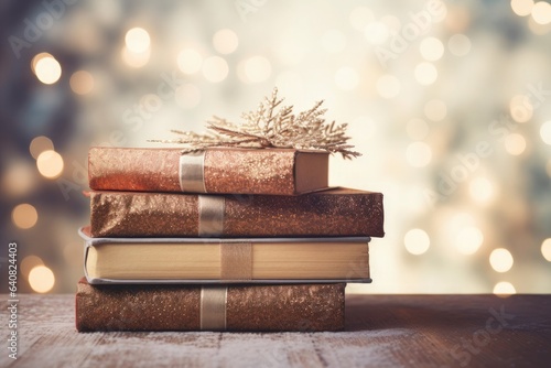 The concept of Christmas and New Year holidays, gifts and decor, Books