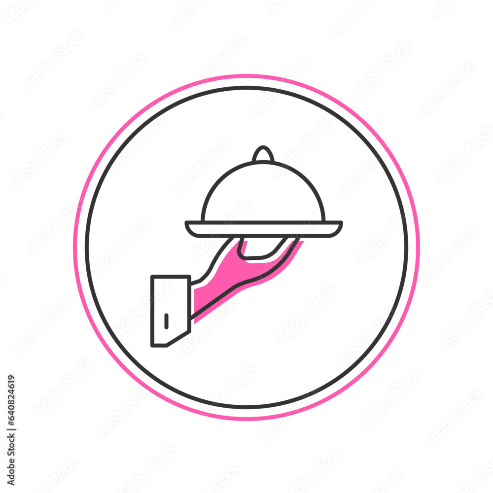Filled outline Covered with a tray of food icon isolated on white background. Tray and lid sign. Restaurant cloche with lid. Vector Filled outline Covered with a tray of food icon isolated on white background. Tray and lid sign. Restaurant cloche with lid. Vector