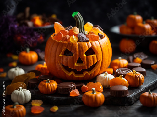Pumpkin shape Bowl with Halloween Candy treat