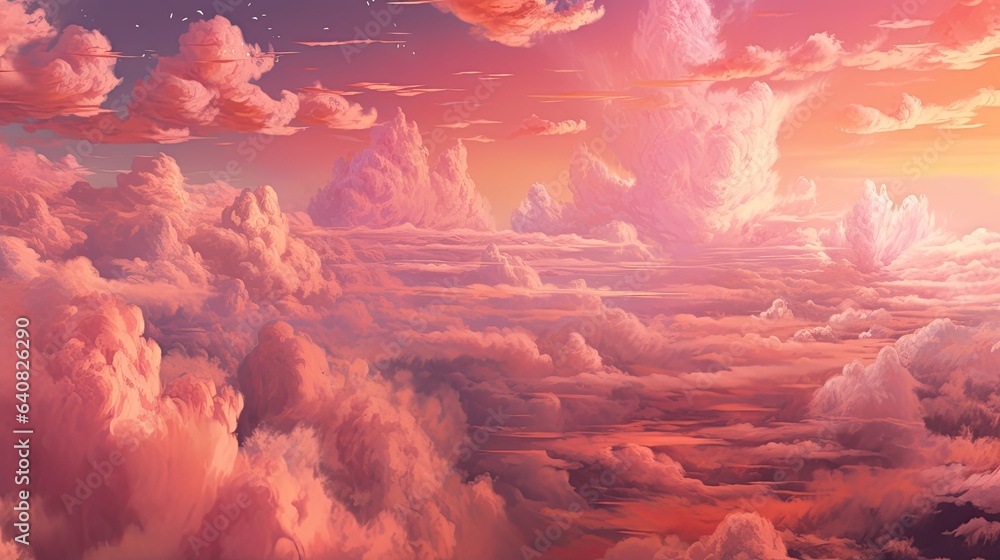 Pink Clouds, Generative AI Illustration