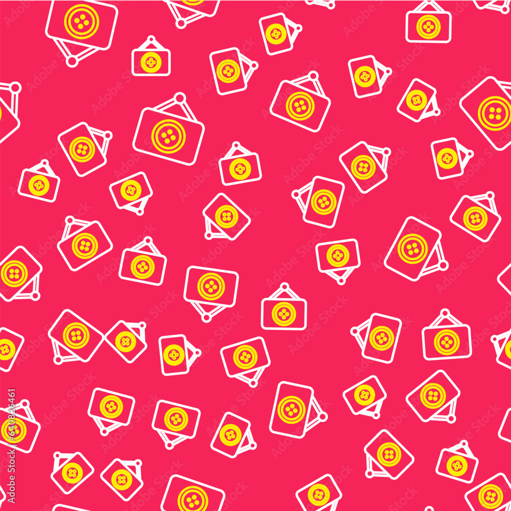 Line Tailor shop icon isolated seamless pattern on red background. Vector Line Tailor shop icon isolated seamless pattern on red background. Vector
