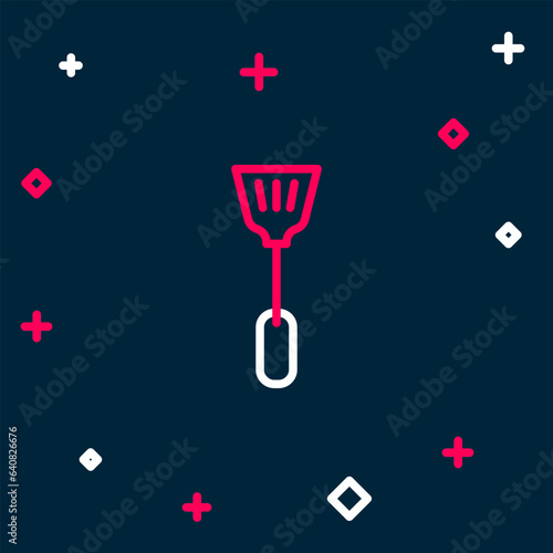 Line Fly swatter icon isolated on blue background. Colorful outline concept. Vector