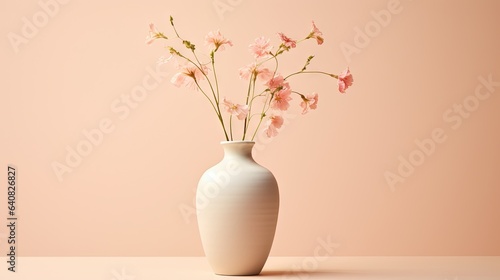 Wallpaper Mural  a white vase filled with pink flowers on top of a table.  generative ai Torontodigital.ca