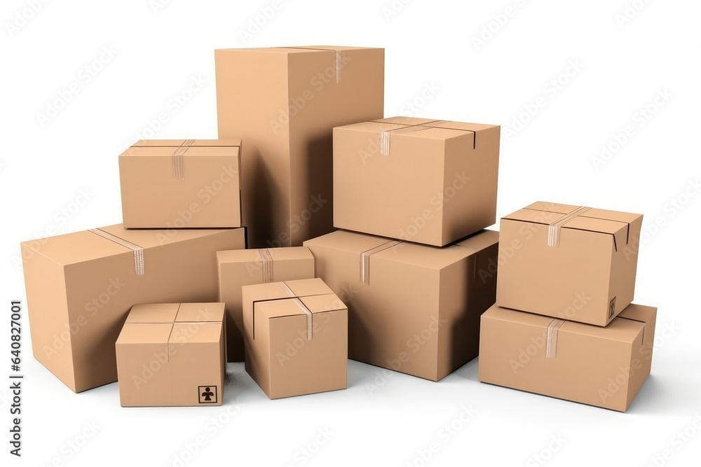 Set of parcels isolated on white background.