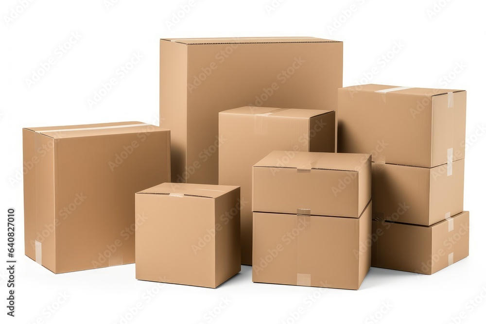 Set of parcels isolated on white background.