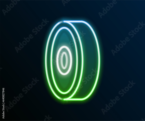 Glowing neon line Skateboard ball bearing icon isolated on black background. Colorful outline concept. Vector