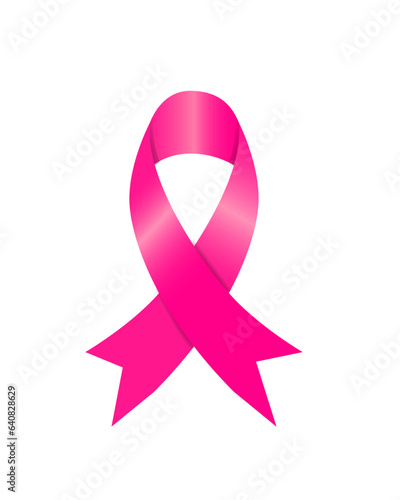 Realistic pink ribbon, breast cancer awareness symbol, vector illustration