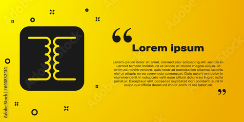 Black Electrical transformer icon isolated on yellow background. Vector