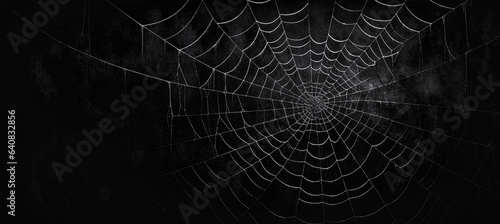 Spider Web Against Grunge Black Wall. Halloween Background © fotoyou