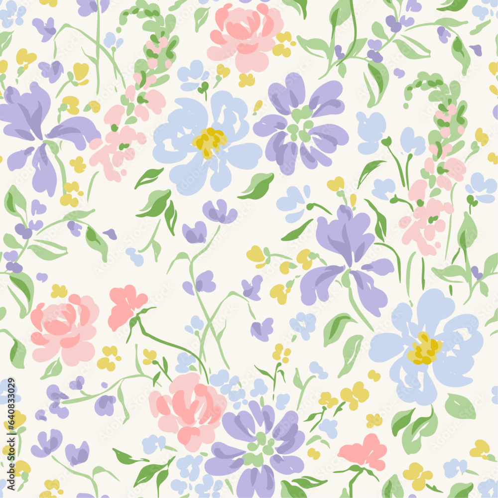 Vector beautiful seamless pattern with flowers Vector beautiful seamless pattern with flowers