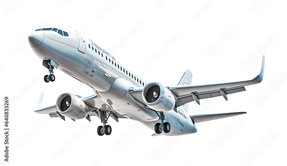 Passenger aircraft isolated on white background, aviation, concept, realistic design illustration, generative ai - obrazy, fototapety, plakaty 