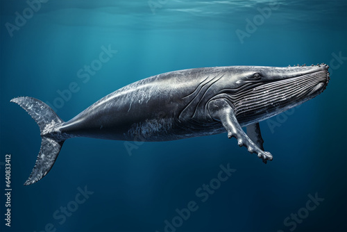 Close-up photo of baleen whale in nature