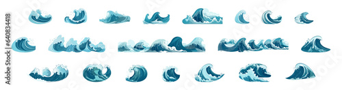 Sea wave flat cartoon isolated on white background. Vector isolated illustration