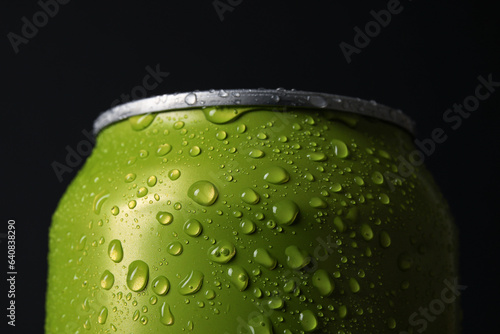 Green can of fresh soda wit...