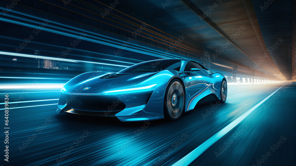 High-Velocity Futuristic Luxury Car A Conceptual Stock Image
