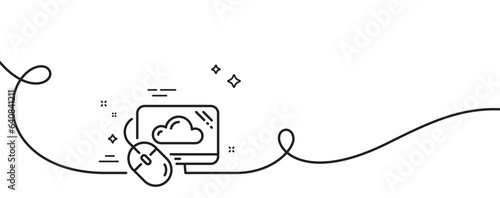 Cloud computing line icon. Continuous one line with curl. Internet data storage sign. File hosting technology symbol. Cloud computing single outline ribbon. Loop curve pattern. Vector