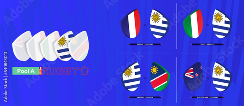 Bild auf Leinwand Rugby team of Uruguay all matches icon in pool A of international rugby tournament