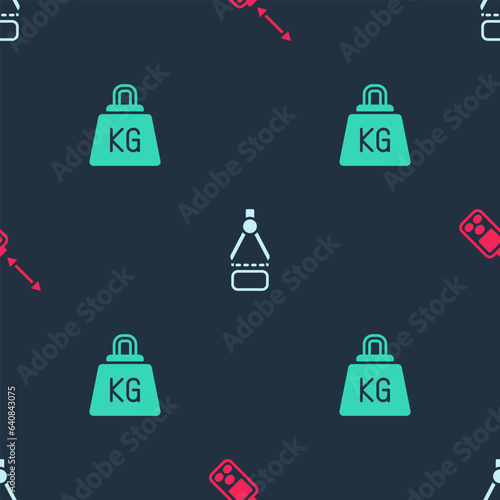 Set Laser distance measurer  Drawing compass and Weight on seamless pattern. Vector