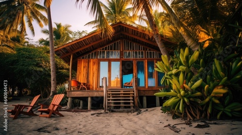 A cabin at a tropical beach