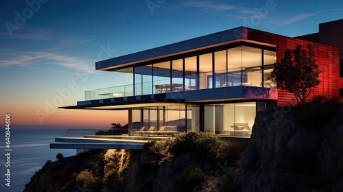 A modern house on the cliff
