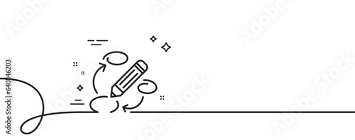 Keywords line icon. Continuous one line with curl. Pencil symbol. Marketing strategy sign. Keywords single outline ribbon. Loop curve pattern. Vector