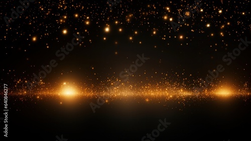 Golden light spots scene on black background