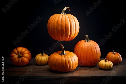 pumpkins on black background