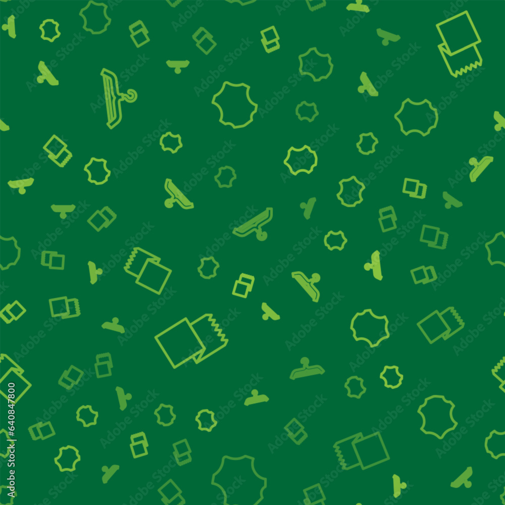Set line Hanger wardrobe, Textile fabric roll and Leather on seamless pattern. Vector Set line Hanger wardrobe, Textile fabric roll and Leather on seamless pattern. Vector