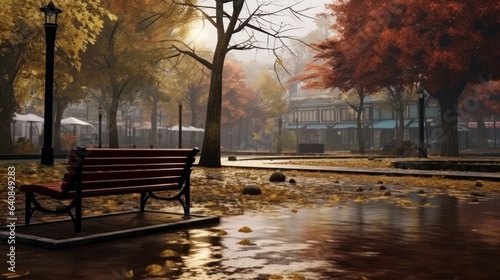 Park, autumn season, after rainy weather