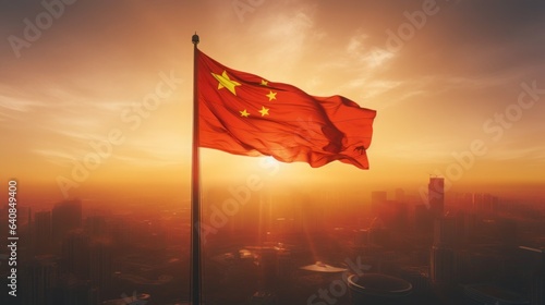 Chinese national flag, the National Day of the People's Republic of China on October 31st, anniversary of the Chinese people and the great celebration of the People's Republic of China.Generative AI