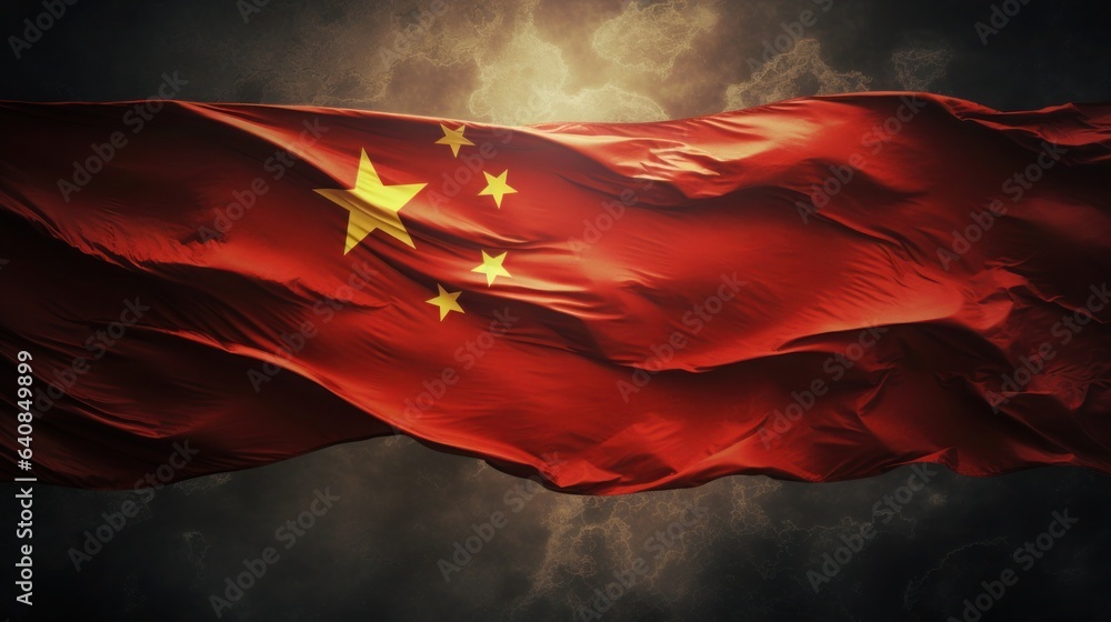 Chinese national flag, the National Day of the People's Republic of China on October 31st, anniversary of the Chinese people and the great celebration of the People's Republic of China.Generative AI - obrazy, fototapety, plakaty 