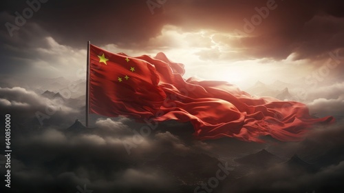 Chinese national flag, the National Day of the People's Republic of China on October 31st, anniversary of the Chinese people and the great celebration of the People's Republic of China.Generative AI