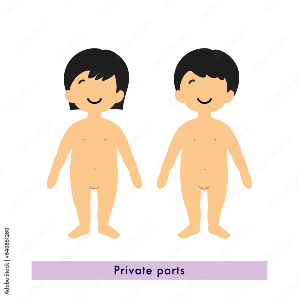 Stock Illustration: Private zone (infant): men and women _ naked _ color Stock Illustration: Private zone (infant): men and women _ naked _ color